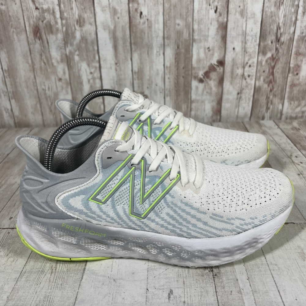New Balance Fresh Foam 1080v11 Womens 9.5 White Grey Neon Running Shoes W1080Y11
